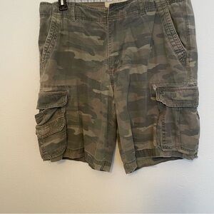 Vintage Y2K Camo Faded Glory Men’s Cargo Shorts Sz38 Fishing Hiking Read Descr